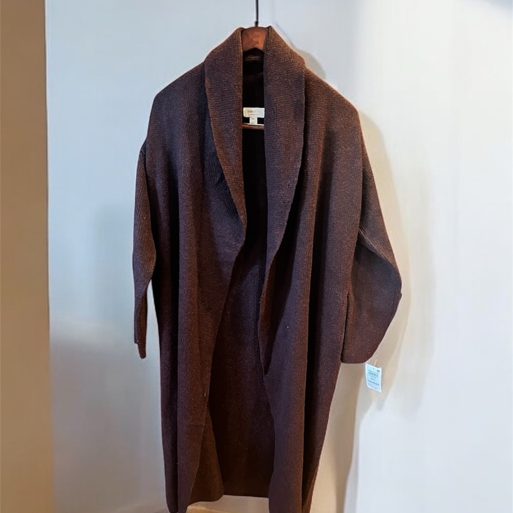 State of Day Plum (Port Heather) Long Knit  Cardigan Sweater w/Pockets (M/L) NWT